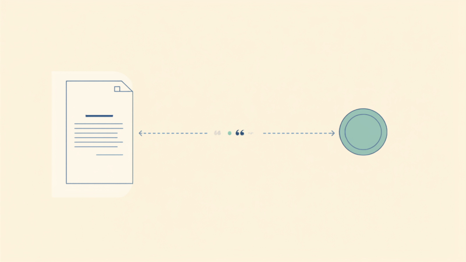 A page being read by an AI node that draws a quote out of the content into a glowing answer node